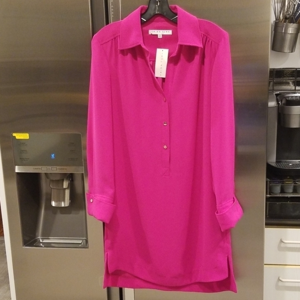 💕TRINA TURK💕 Welwood Long Sleeve Shirt Dress - Picture 7 of 8